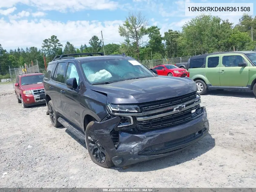 2022 Chevrolet Tahoe 4Wd Rst VIN: 1GNSKRKD6NR361508 Lot: 42347382