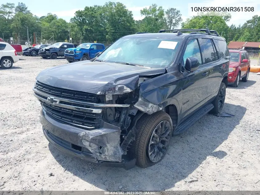 2022 Chevrolet Tahoe 4Wd Rst VIN: 1GNSKRKD6NR361508 Lot: 42347382