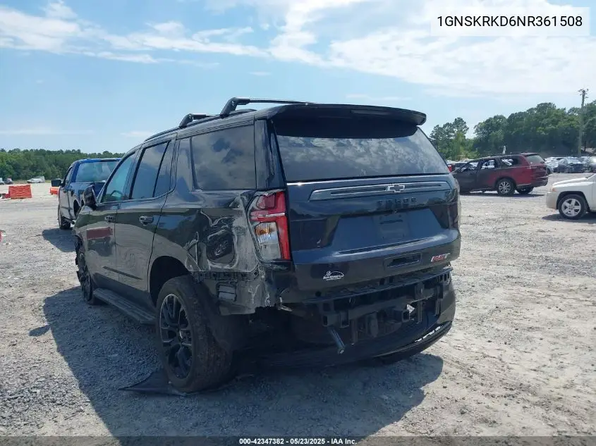 2022 Chevrolet Tahoe 4Wd Rst VIN: 1GNSKRKD6NR361508 Lot: 42347382