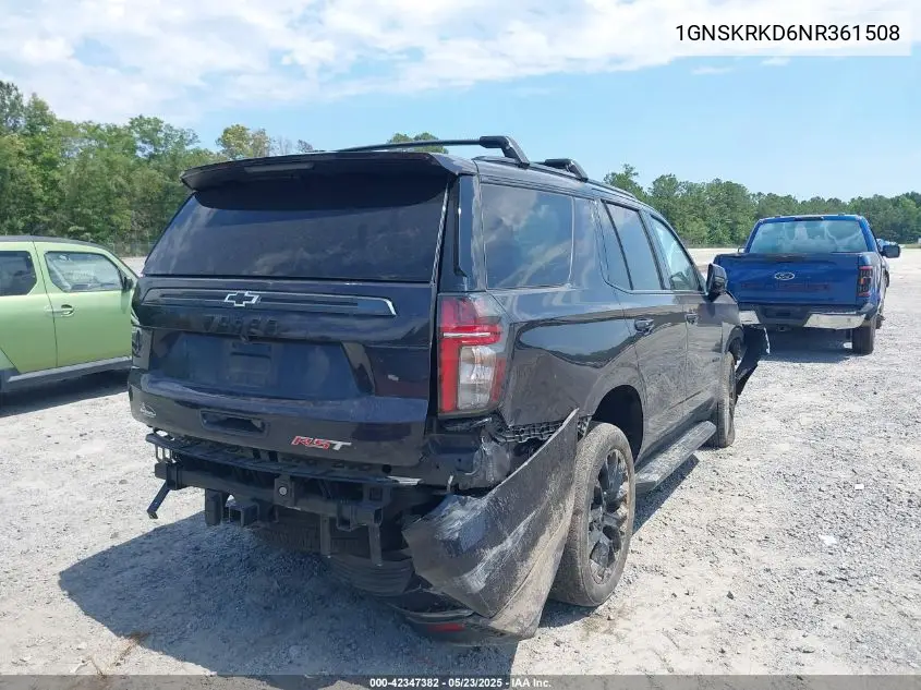 2022 Chevrolet Tahoe 4Wd Rst VIN: 1GNSKRKD6NR361508 Lot: 42347382