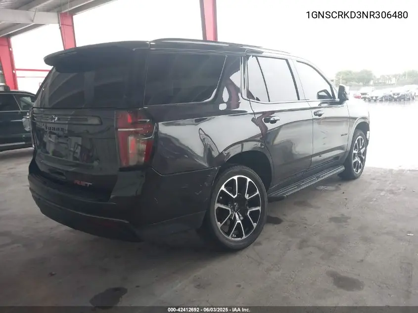 2022 Chevrolet Tahoe 2Wd Rst VIN: 1GNSCRKD3NR306480 Lot: 42412692
