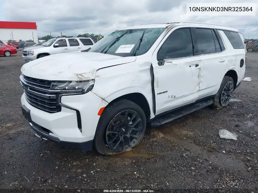 2022 Chevrolet Tahoe 4Wd Lt VIN: 1GNSKNKD3NR325364 Lot: 42483559