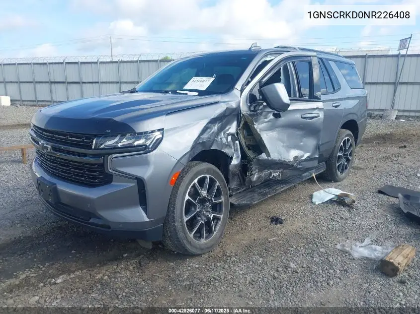 2022 Chevrolet Tahoe 2Wd Rst VIN: 1GNSCRKD0NR226408 Lot: 42526077