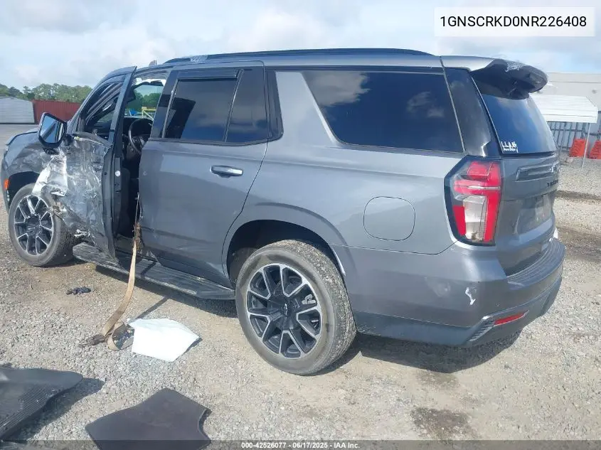 2022 Chevrolet Tahoe 2Wd Rst VIN: 1GNSCRKD0NR226408 Lot: 42526077