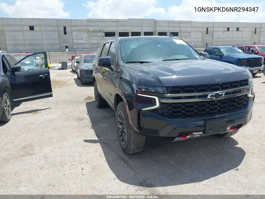 2022 Chevrolet Tahoe K1500 Z71 VIN: 1GNSKPKD6NR294347 Lot: 42567385