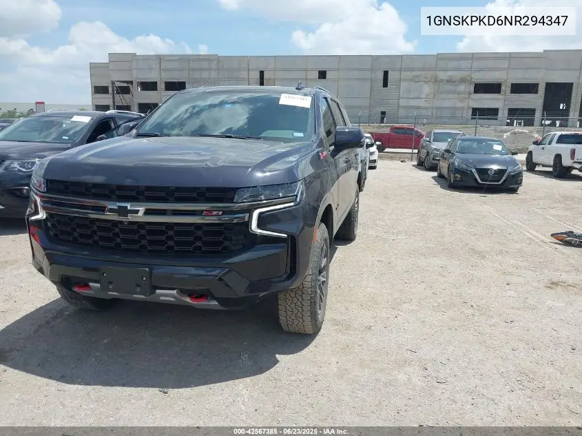 2022 Chevrolet Tahoe K1500 Z71 VIN: 1GNSKPKD6NR294347 Lot: 42567385