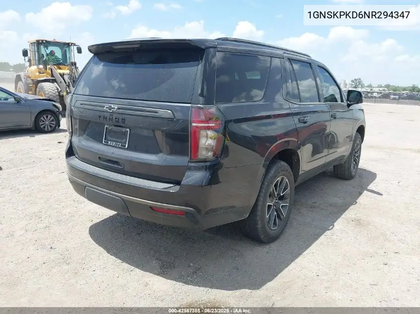 2022 Chevrolet Tahoe K1500 Z71 VIN: 1GNSKPKD6NR294347 Lot: 42567385