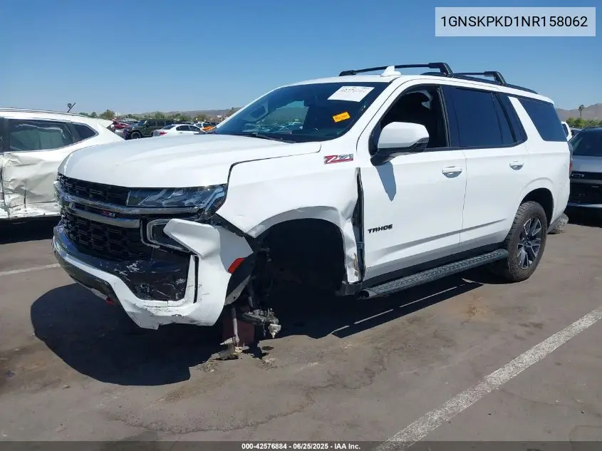 2022 Chevrolet Tahoe 4Wd Z71 VIN: 1GNSKPKD1NR158062 Lot: 42576884