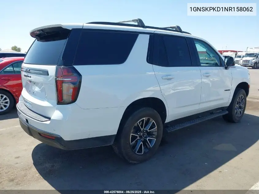 2022 Chevrolet Tahoe 4Wd Z71 VIN: 1GNSKPKD1NR158062 Lot: 42576884