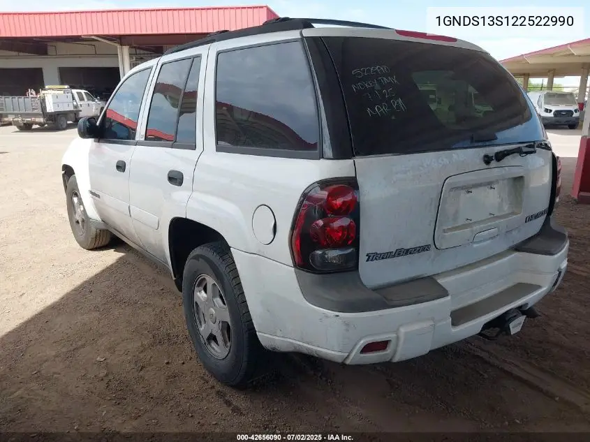 2002 Chevrolet Trailblazer Ls VIN: 1GNDS13S122522990 Lot: 42656090