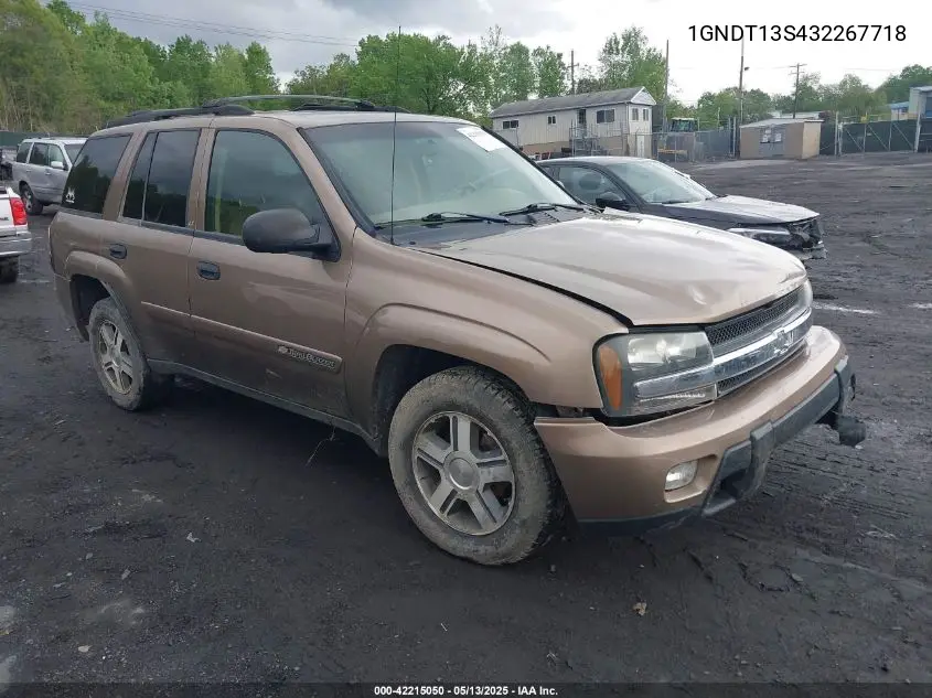 2003 Chevrolet Trailblazer Lt VIN: 1GNDT13S432267718 Lot: 42215050