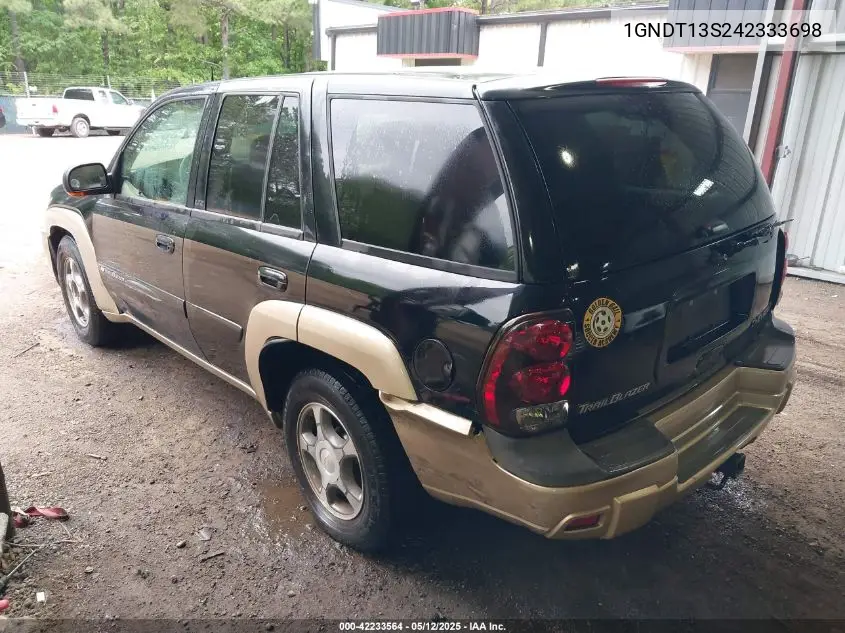 2004 Chevrolet Trailblazer Lt VIN: 1GNDT13S242333698 Lot: 42233564