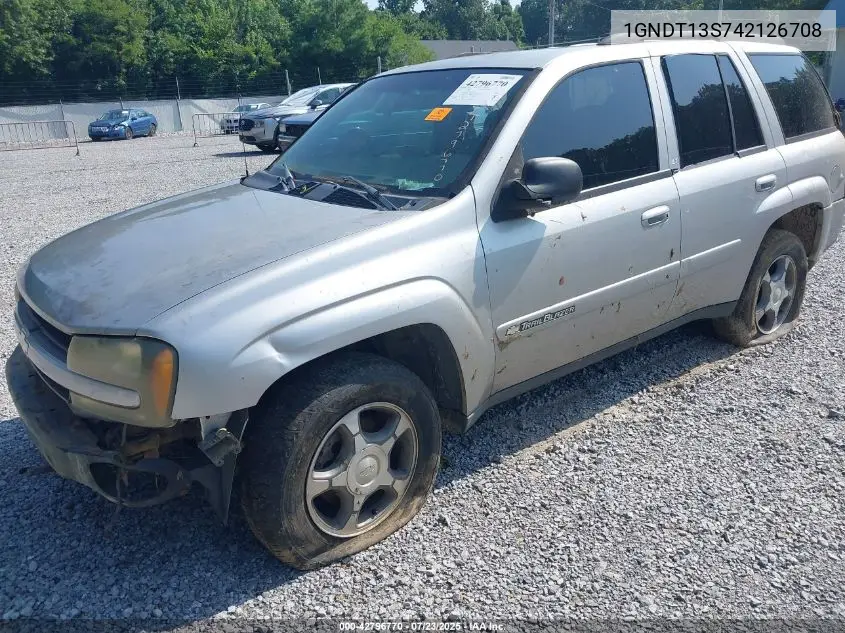 2004 Chevrolet Trailblazer Lt VIN: 1GNDT13S742126708 Lot: 42796770