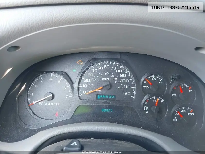 2005 Chevrolet Trailblazer Ls VIN: 1GNDT13S752216619 Lot: 42650953