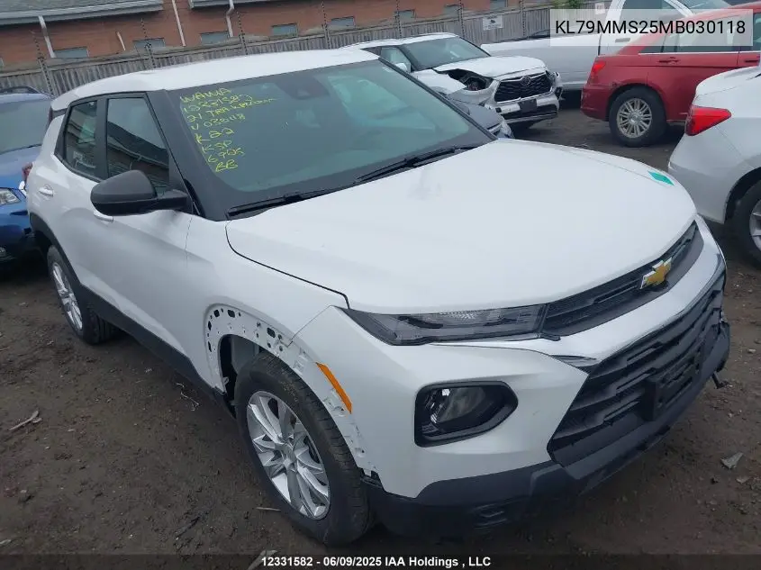2021 Chevrolet Trailblazer Ls VIN: KL79MMS25MB030118 Lot: 12331582X