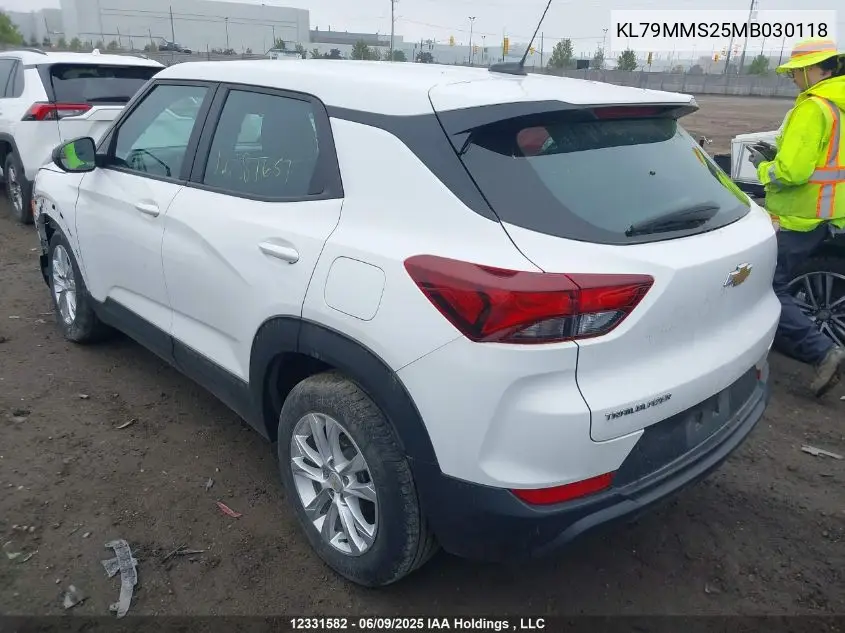 2021 Chevrolet Trailblazer Ls VIN: KL79MMS25MB030118 Lot: 12331582X