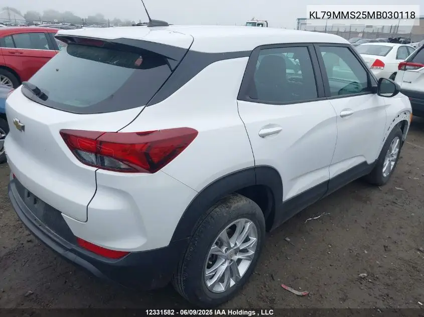 2021 Chevrolet Trailblazer Ls VIN: KL79MMS25MB030118 Lot: 12331582X