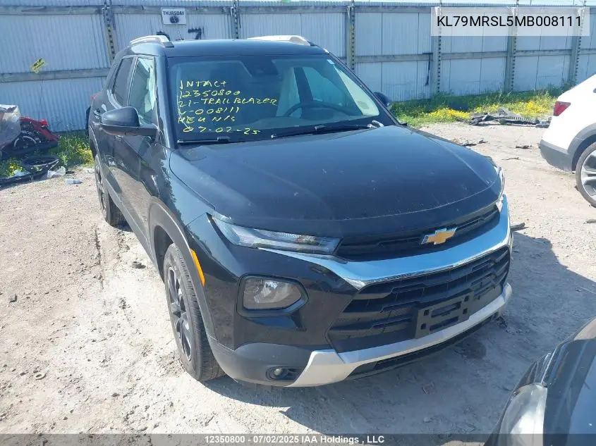 2021 Chevrolet Trailblazer VIN: KL79MRSL5MB008111 Lot: 12350800