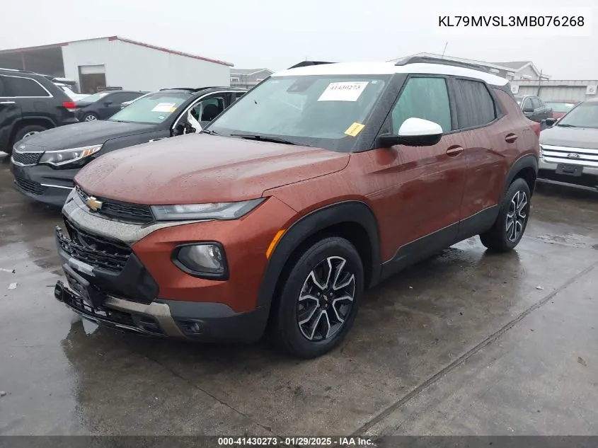2021 Chevrolet Trailblazer Fwd Activ VIN: KL79MVSL3MB076268 Lot: 41430273