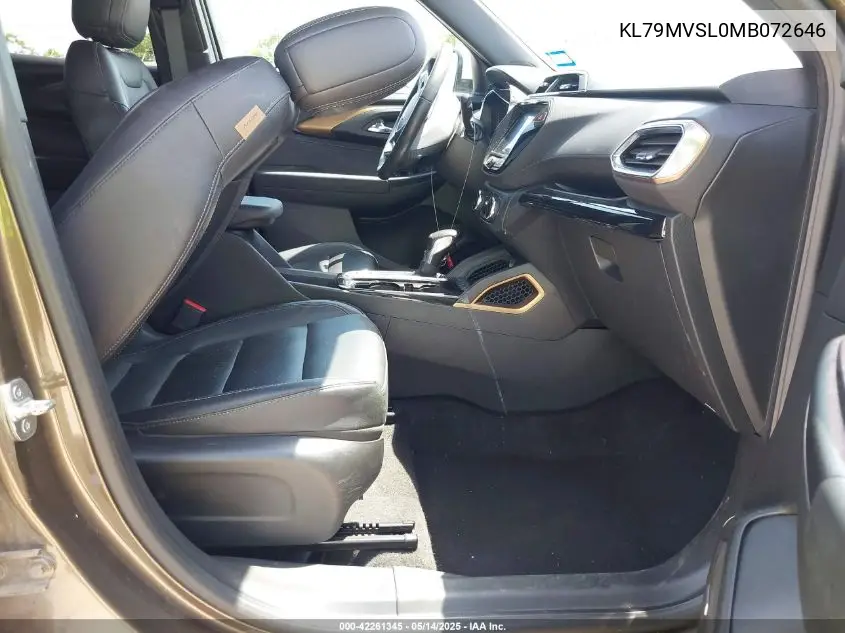 2021 Chevrolet Trailblazer Fwd Activ VIN: KL79MVSL0MB072646 Lot: 42261345