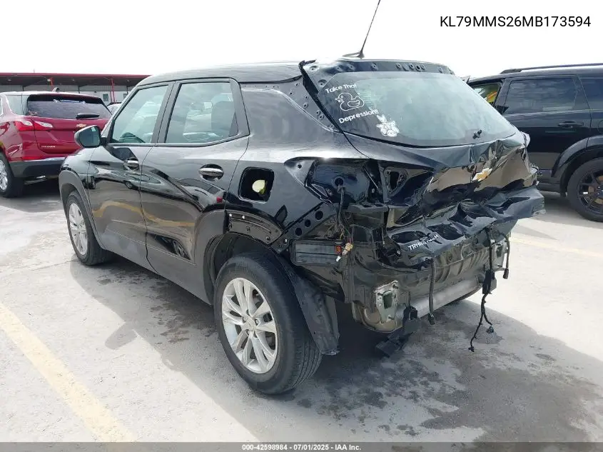 2021 Chevrolet Trailblazer Fwd Ls VIN: KL79MMS26MB173594 Lot: 42598984