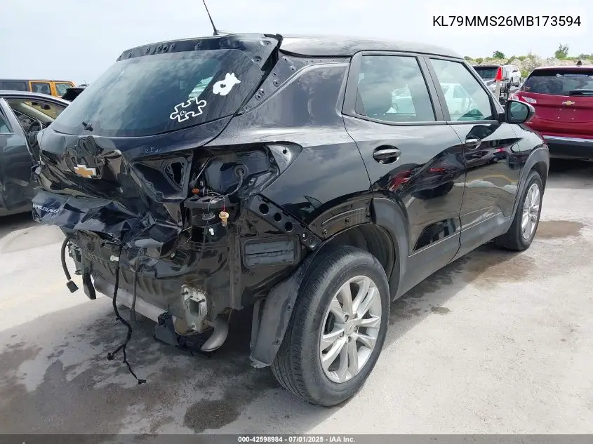 2021 Chevrolet Trailblazer Fwd Ls VIN: KL79MMS26MB173594 Lot: 42598984