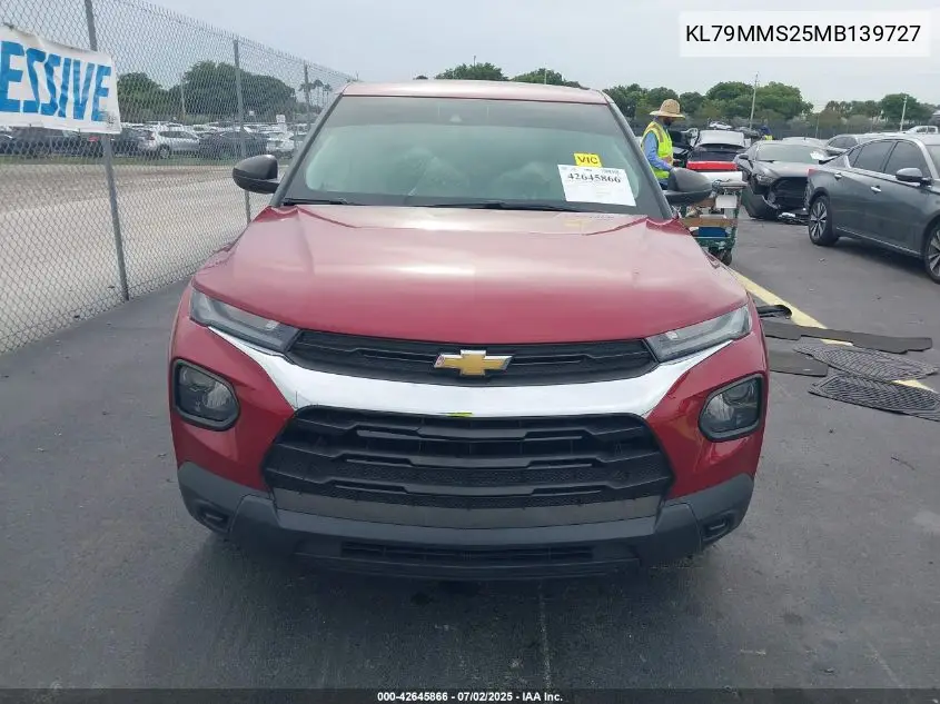 2021 Chevrolet Trailblazer Fwd Ls VIN: KL79MMS25MB139727 Lot: 42645866