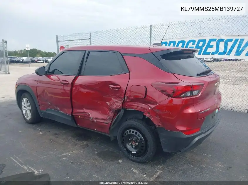 2021 Chevrolet Trailblazer Fwd Ls VIN: KL79MMS25MB139727 Lot: 42645866