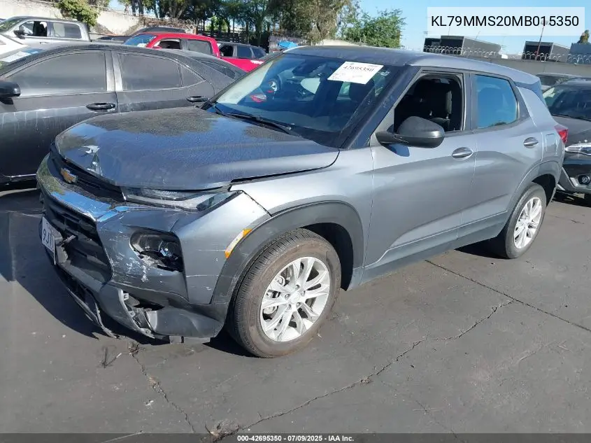 2021 Chevrolet Trailblazer Fwd Ls VIN: KL79MMS20MB015350 Lot: 42695350