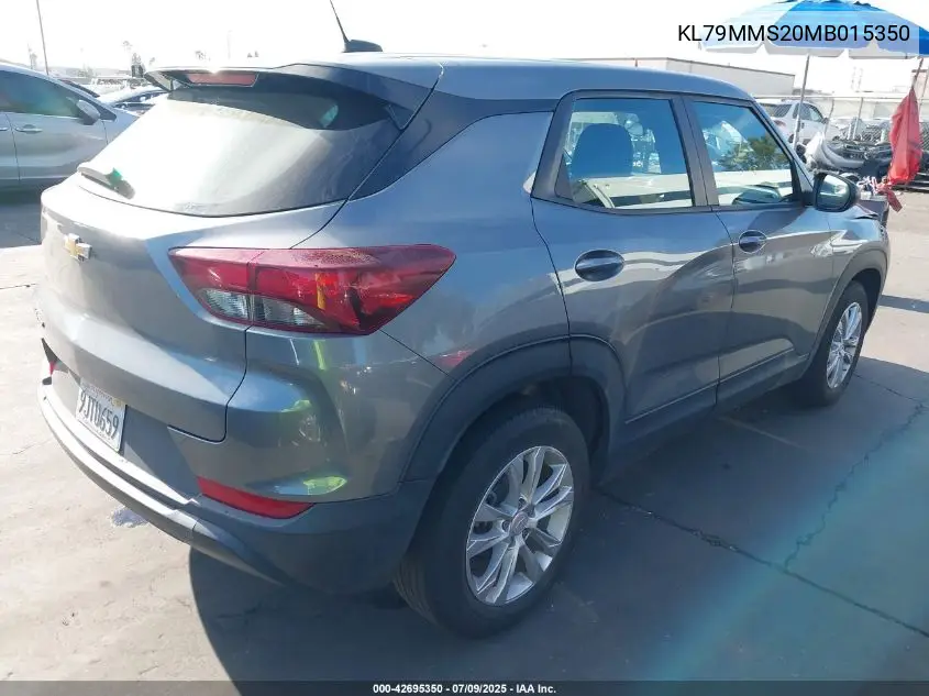 2021 Chevrolet Trailblazer Fwd Ls VIN: KL79MMS20MB015350 Lot: 42695350