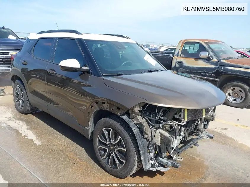 2021 Chevrolet Trailblazer Fwd Activ VIN: KL79MVSL5MB080760 Lot: 42774047
