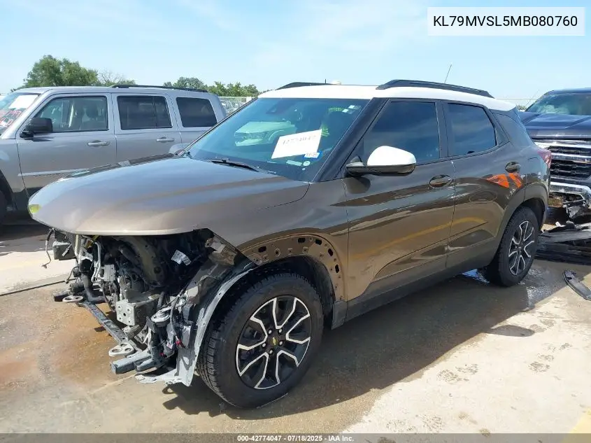 2021 Chevrolet Trailblazer Fwd Activ VIN: KL79MVSL5MB080760 Lot: 42774047
