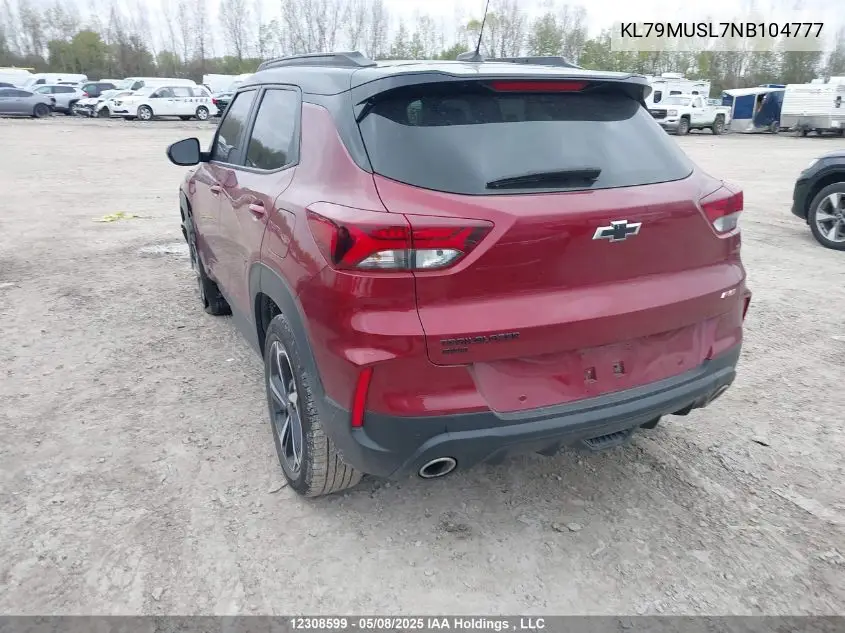 2022 Chevrolet Trailblazer Rs VIN: KL79MUSL7NB104777 Lot: 12308599