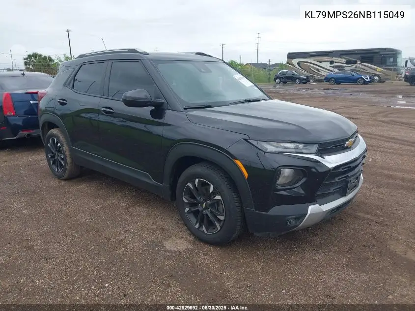 2022 Chevrolet Trailblazer Fwd Lt VIN: KL79MPS26NB115049 Lot: 42629692