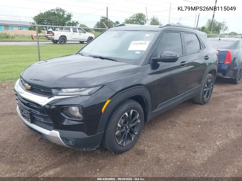 2022 Chevrolet Trailblazer Fwd Lt VIN: KL79MPS26NB115049 Lot: 42629692