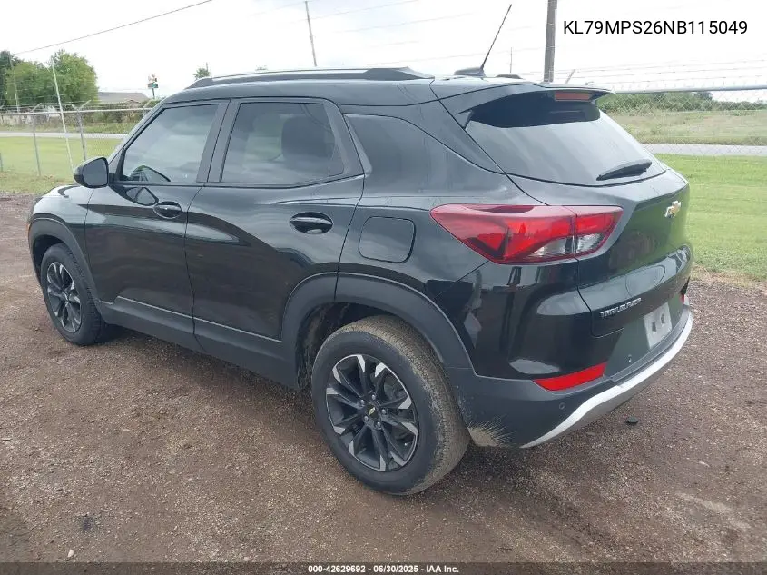 2022 Chevrolet Trailblazer Fwd Lt VIN: KL79MPS26NB115049 Lot: 42629692