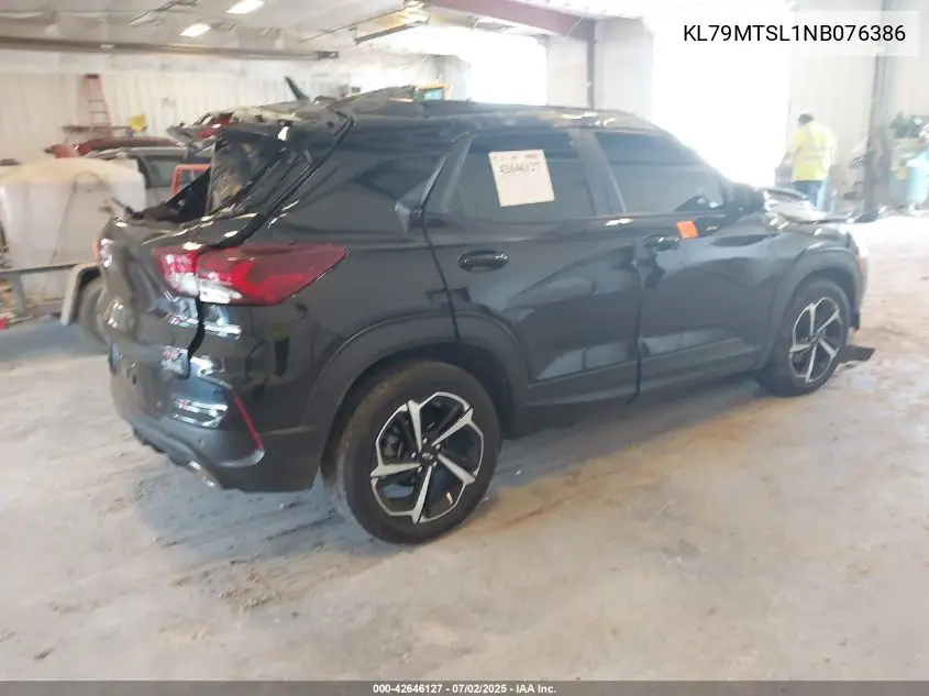 2022 Chevrolet Trailblazer Fwd Rs VIN: KL79MTSL1NB076386 Lot: 42646127