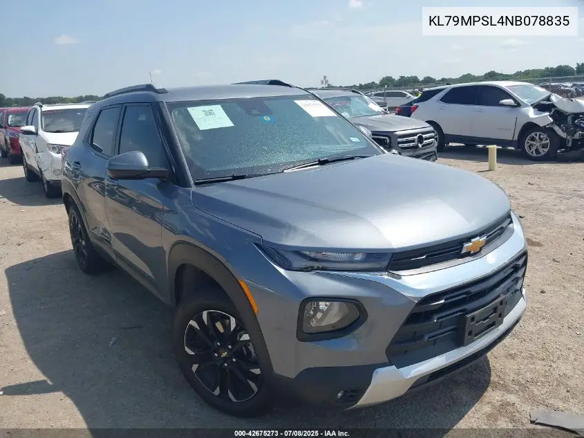 2022 Chevrolet Trailblazer Fwd Lt VIN: KL79MPSL4NB078835 Lot: 42675273