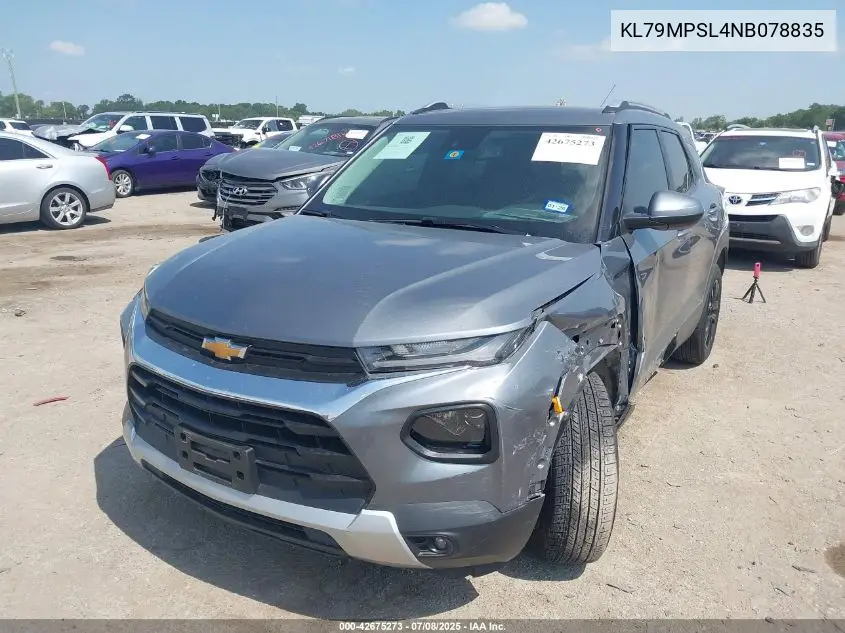 2022 Chevrolet Trailblazer Fwd Lt VIN: KL79MPSL4NB078835 Lot: 42675273