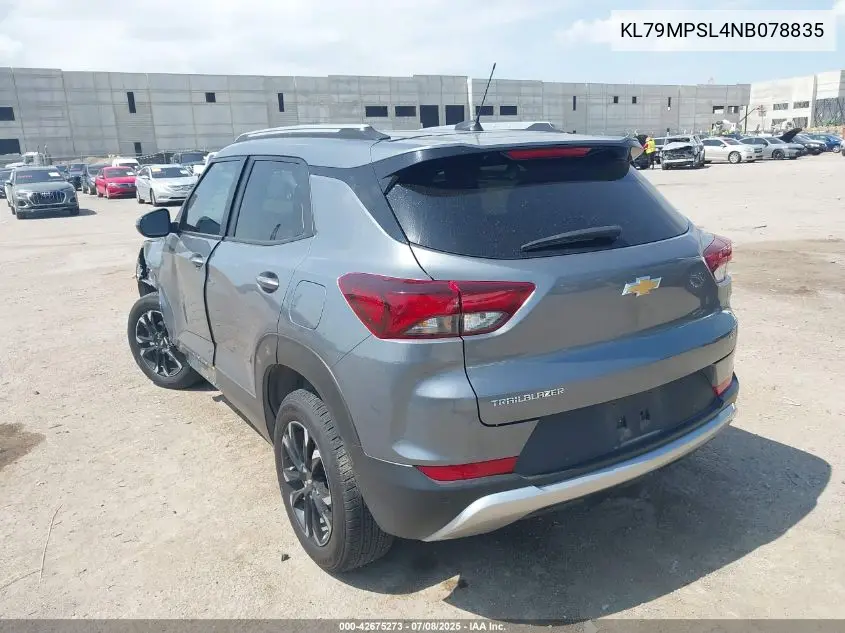2022 Chevrolet Trailblazer Fwd Lt VIN: KL79MPSL4NB078835 Lot: 42675273