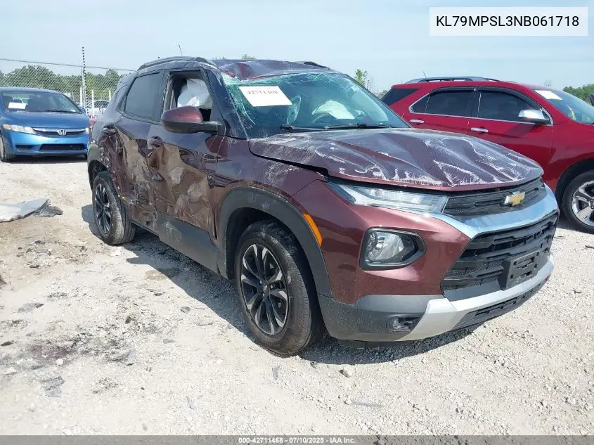 2022 Chevrolet Trailblazer Fwd Lt VIN: KL79MPSL3NB061718 Lot: 42711468