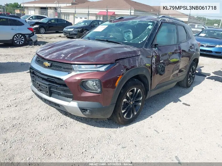 2022 Chevrolet Trailblazer Fwd Lt VIN: KL79MPSL3NB061718 Lot: 42711468