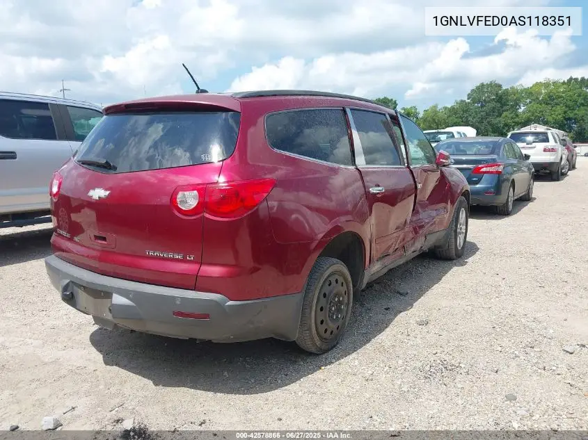 2010 Chevrolet Traverse Lt VIN: 1GNLVFED0AS118351 Lot: 42578866