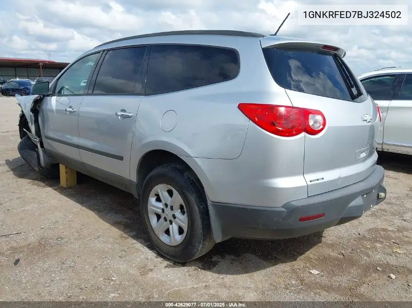 1gnkrfed7bj324502 1GNKRFED7BJ324502 2011 Chevrolet Traverse Ls