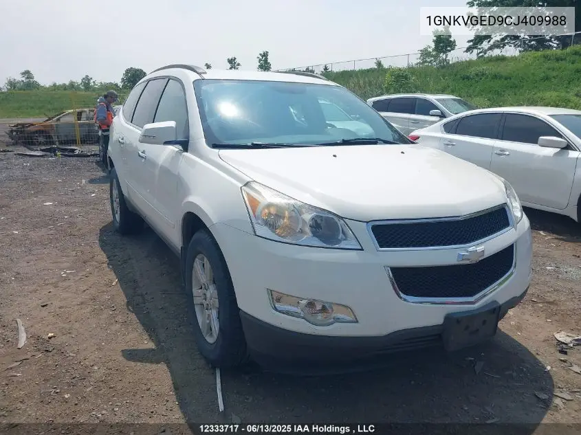 2012 Chevrolet Traverse 1Lt/2Lt VIN: 1GNKVGED9CJ409988 Lot: 12333717