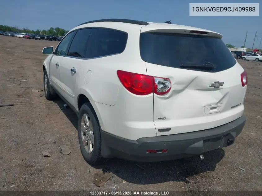 2012 Chevrolet Traverse 1Lt/2Lt VIN: 1GNKVGED9CJ409988 Lot: 12333717