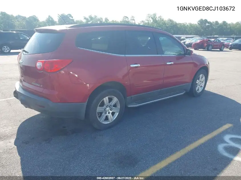 2012 Chevrolet Traverse 1Lt VIN: 1GNKVGED8CJ103672 Lot: 42602007