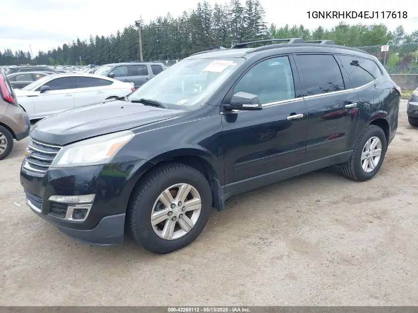 2014 Chevrolet Traverse 2Lt VIN: 1GNKRHKD4EJ117618 Lot: 42265112