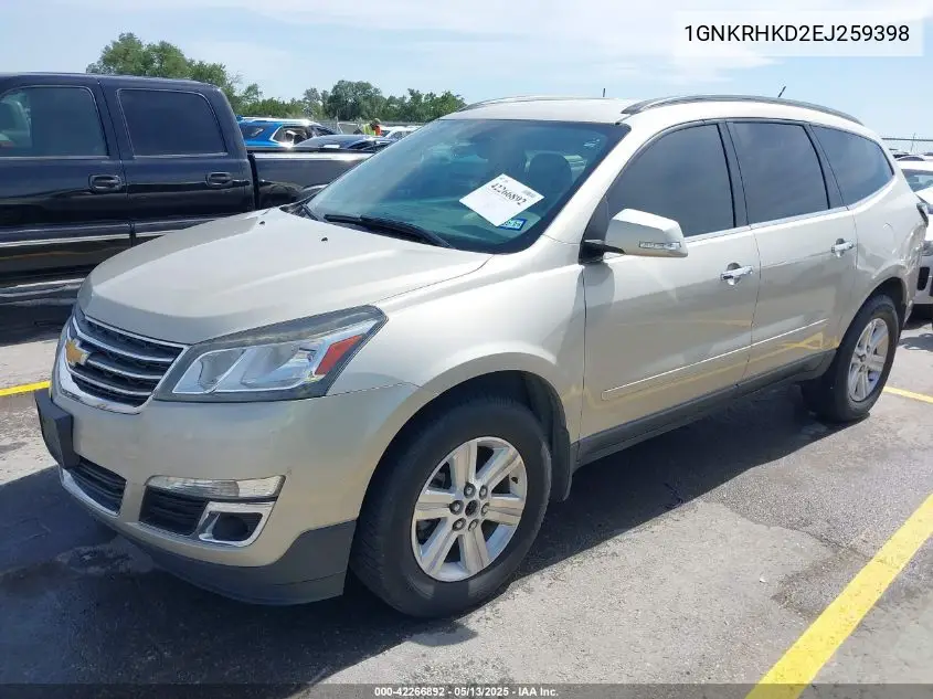 2014 Chevrolet Traverse 2Lt VIN: 1GNKRHKD2EJ259398 Lot: 42266892