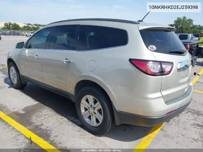 2014 Chevrolet Traverse 2Lt VIN: 1GNKRHKD2EJ259398 Lot: 42266892